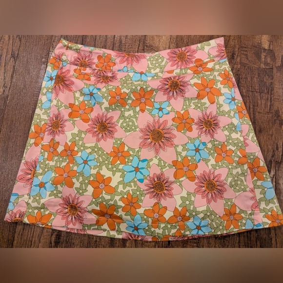 Outline Skort Floral Funky Psychedelic 60s Inspired Skirt With Shorts Size 6 - Picture 1 of 13